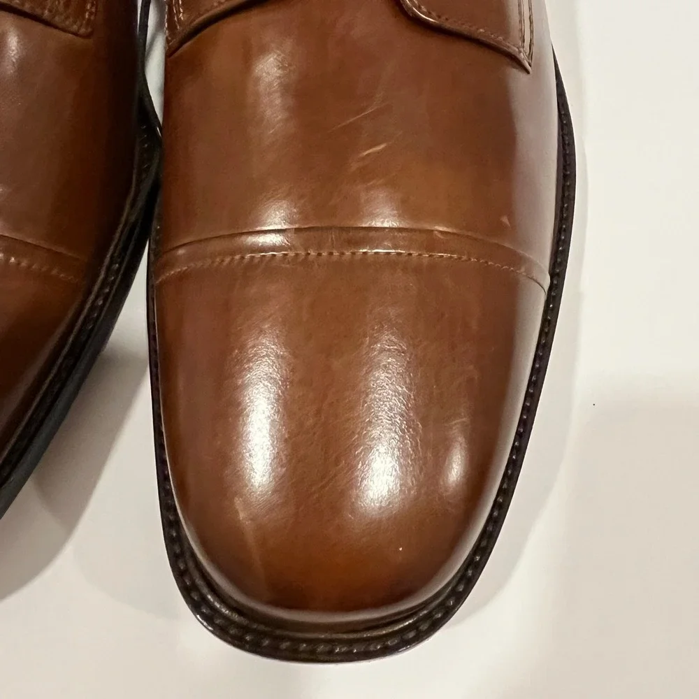 J Murphy Johnston & Murphy Mens Brown Leather Cap Toe Derby Shoes 14 M